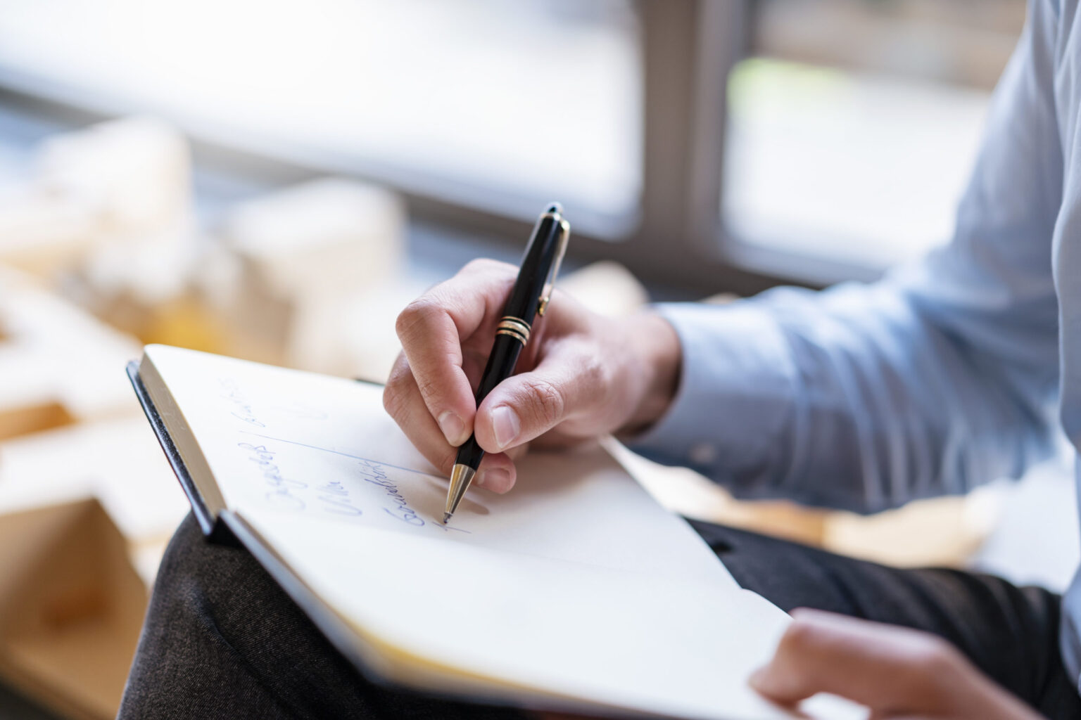 Businessman taking notes in office, illustrating Perry Mandera's career and business leadership.